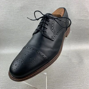 Joseph Abboud Oxford Black Leather Round Cap Toe Brogue Lace Up Shoes Size 11 - Picture 1 of 12
