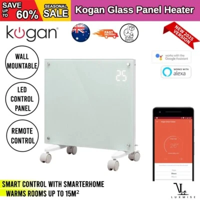 Kogan SmarterHome™ 1500W Premium Glass Panel Heater (White), Heaters, Heating - image 1 of 4