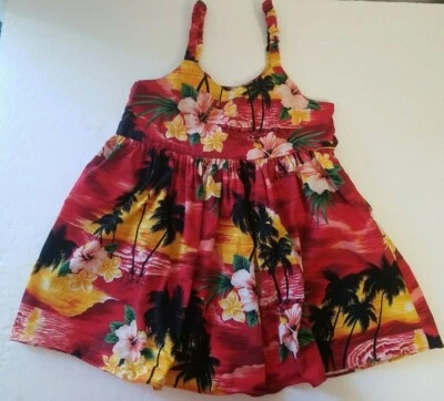 Vestido Luau Hawaiano Pacific Legend Niño Pequeño Talla 1-2 Rojo Amarillo Palma/Floral Luau Foto 1 de 4