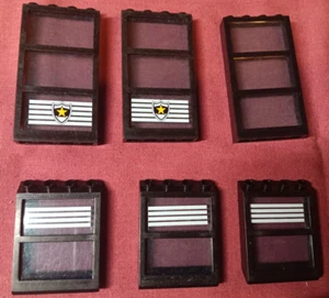 L-1 Lego Lot 6 Black Window Frame Trans-Light Blue Pane 6160c03 6159c01 6598 - Picture 1 of 3