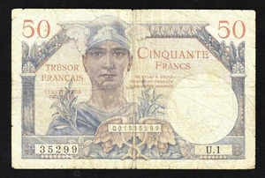 FRANCE 1947 TRESOR FRANCAIS 50 FRANC NOTE - Picture 1 of 2