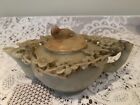 Antique Chinese Soapstone Teapot - Carved Flowers and Bird