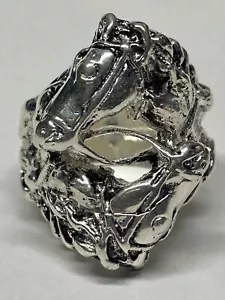 Equestrian Silver Plated Solid Unisex Romany Double Horse Ring Sizeable To Order - Picture 1 of 5