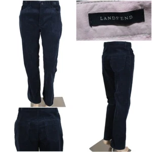 LANDS' END Girls Size 16s Navy Blue Bootcut Flare Stretch Corduroy Pants EUC - Picture 1 of 12