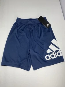 Adidas Boys Logo Navy Athletic Shorts Size 6 Basketball Running - Picture 1 of 6