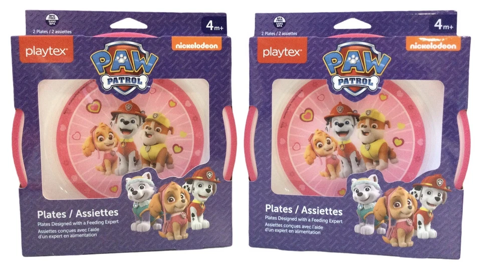 Paquete de 2 platos Playtex Mealtime Paw Patrol para niños paquetes de 2 quilates rosa 4 meses+ Foto 1 de 1