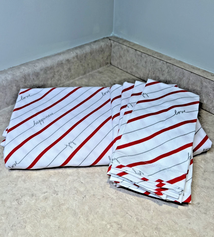 Pier 1 Imports Christmas Peppermint Table Cloth & Set of 4 Napkins 60x80 - Image 1 of 2