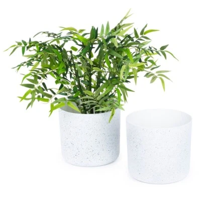 LIVIVO Round Plastic Plant Pot for Garden/Indoor Decor, Flower, Speckled Finish - Image 1 of 4