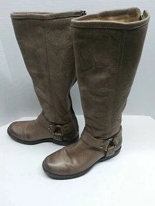 Womens 5.5 B Frye Leather Phillips Harness Riding Boots Full Zip 76850 beige - Picture 1 of 12