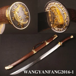 95 CM Phoenix Chino Damasco Acero Plegado Hecha a Mano Dinastía Qing DAO Espada Aguda - Imagen 1 de 12
