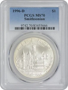 1996-D Smithsonian Olympic Silver Commemorative Dollar MS70 PCGS Mint State 70 - Picture 1 of 2
