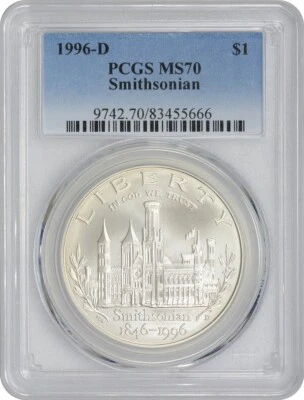 1996-D Smithsonian Olympic Silver Commemorative Dollar MS70 PCGS Mint State 70 - Image 1 of 2