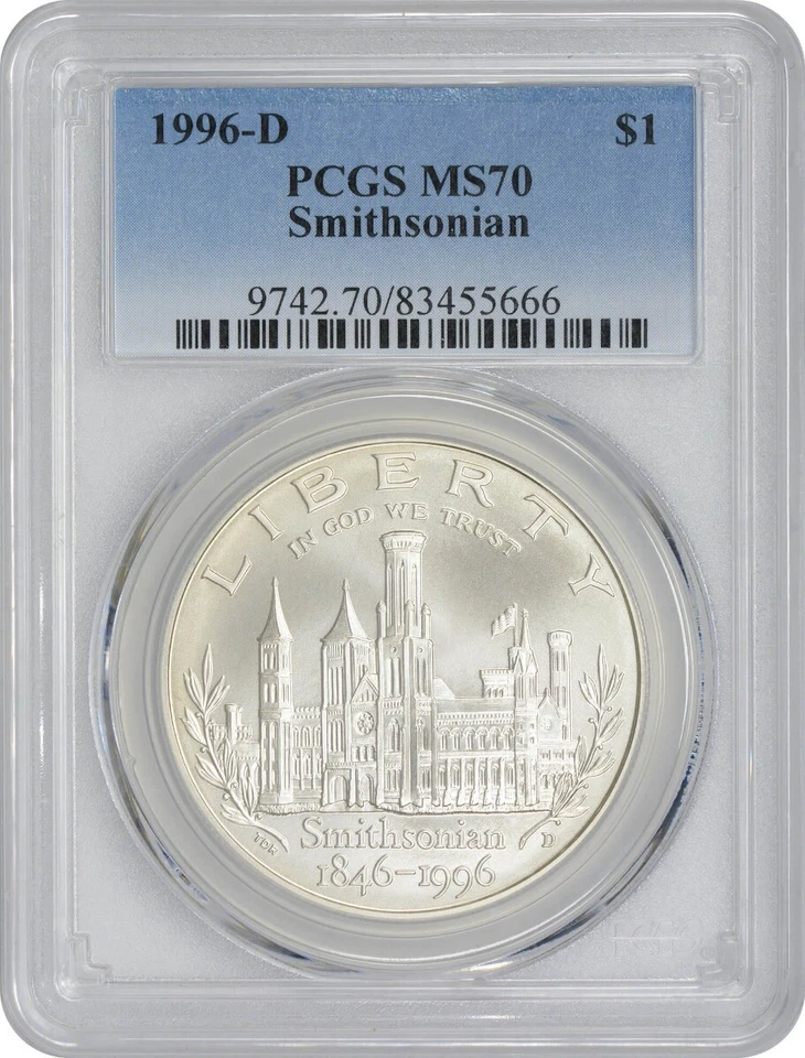 1996-D Smithsonian Olympic Silver Commemorative Dollar MS70 PCGS Mint State 70 - Image 1 of 2