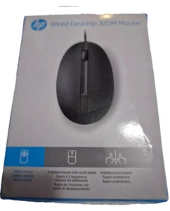 HP MOUSE WIRED USB 320M 1000 DPI OPTICAL SCROLL WHEEL For PC LAPTOP COMPUTER - Picture 1 of 2