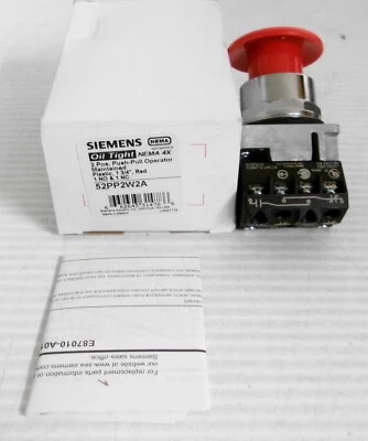 Siemens 52PP2W2A No Iluminado 2 Pos Push-Pull Aceite Botón Apretado 3/4" 1NO 1NC Foto 1 de 4