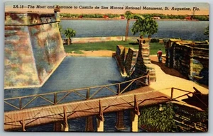 Graben Eingang Castillo de San Marcos St Augustine Florida Leinen Postkarte - Bild 1 von 2