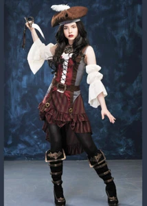 Womens Brown Castaway Pirate Costume - Picture 1 of 4