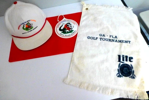 Vintage Georgia Bulldogs Jekyll Island Fl. Ga. Golf Classic Lot, Hat, Towel Cover