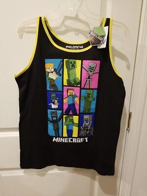 Mojang Studios Boys Minecraft Graphic Tank Top Blk W/Ylw Trim Size XL - Image 1 of 2