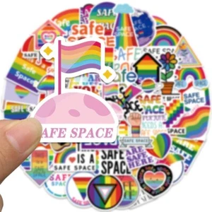 50pcs LGBTQ Pride Stickers, Safe Space Gay Lesbian Equal LOVE Flag Rainbow,149 - Picture 1 of 8