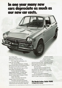 1972 Vintage Print Ad The Honda Sedan In one year many new cars depreciate $1600 - Picture 1 of 2