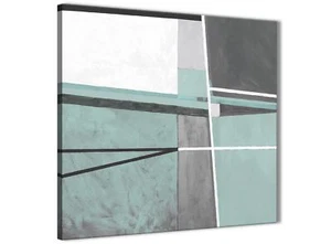 Duck Egg Blue Grey Painting Living Room Canvas Art - Abstract 1s396m - 64cm - Picture 1 of 4