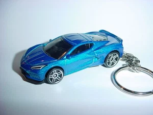 HOT 3D BLUE CHEVROLET CORVETTE C8 CUSTOM KEYCHAIN keyring GM Hot Wheels - Picture 1 of 2