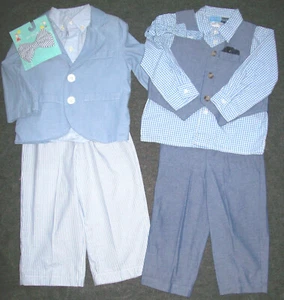 BOY 2T: XLENT 8-P BLUE DRESSY SUITS SETS ~CLASSIC CLUB~ GOOD LAD~ NWT SLACKS TIE - Picture 1 of 3