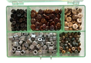 Mixed Lot of Small Spacer Beads African Trade Beads Gemstone in Organizer - Picture 1 of 7