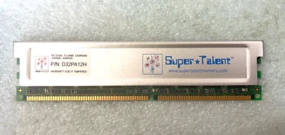 SUPER TALENT 512MB PC3200 DDR400 D32PA12H 184 PIN MODULE RM2-CMP53-6 - Image 1 of 2