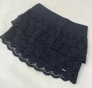 Hollister Dark Navy Black Crochet Layered Ruffle Mini Skirt - Size S - BNWT - Picture 1 of 5
