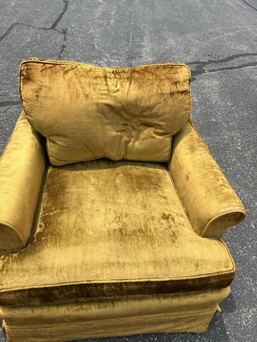 Vintage Retro Mid-Cen Chair, Fairfield Gold Crushed Velvet Cover