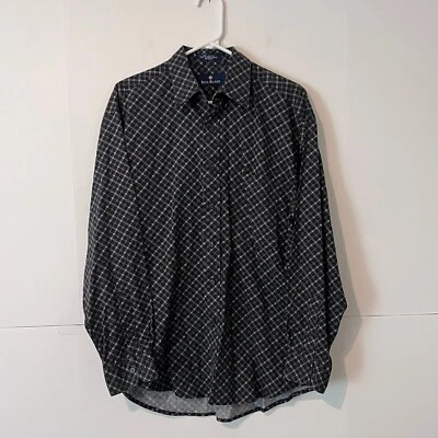 Bill Blass Mens Shirt Size M Black Geometric Long Sleeve Button Up Pocket - Image 1 of 4