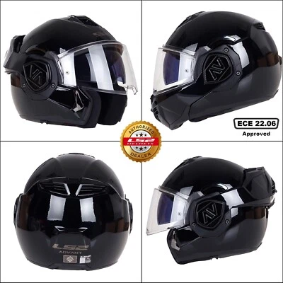 LS2 FF906 ADVANT FLIP-FRONT ECE22.06 MODULAR MOTORCYCLE FULL FACE HELMET, BLACK - image 1 of 4