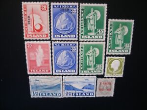 Iceland 1938/52- Collection of 11 Stamps MNH, MLH, Used