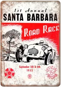 1953 Santa Barbara Road Race Program Riproduzione Insegna Metallo A580 - Foto 1 di 2