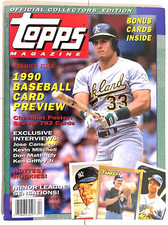 1990 TOPPS MAGAZINE JOSE CANSECO PREMIERE ISSUE W/CARD SHEET KEN GRIFFEY JR ROY