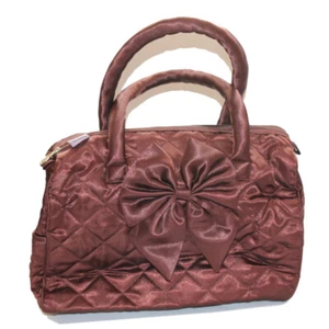 NANTITA Elegante Satin Tasche Handtasche Kupfer Braun mit Schleife Mittel NEU - Picture 1 of 3