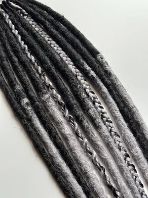 Dreadlock Dreads rabo de cavalo extensões sintéticas cabelo elástico preto cinza prata - Imagem 1 de 4