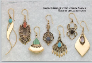 POSTCARD Bronze Earrings with Genuine Stones SJ Kurman Jewelry Advertising - Imagen 1 de 2