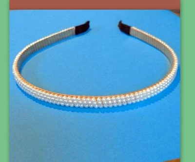 Faixa de cabeça feminina com miçangas pérola enfeitada elegante faixa de cabelo fina acessório de cabelo - Imagem 1 de 4