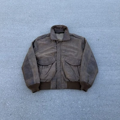 Chaqueta Bomber Hunt Club Vintage Años 80 Cuero Marrón Talla 38r Mediana Streetwear Foto 1 de 4