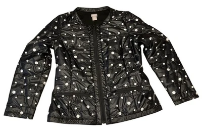 Chaqueta ZENERGY acolchada sin cuello forrada de vellón con cremallera a lunares negra CHICOS 0 Foto 1 de 4