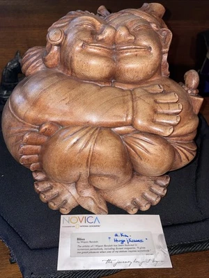 Estátua escultura em madeira esculpida à mão arte original assinada por Buda Wayan Rendah Bali - Imagem 1 de 4