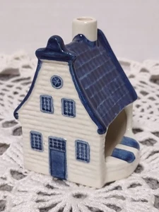 VTG Delft Blue Hand Painted Porcelain Ashtray Dutch Canal House Incense Burner - Picture 1 of 9