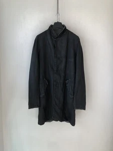 Transit Uomo Long Linen Coat Avant Garde Dark Smoke Jacket Size S Made In Italy - Picture 1 of 24