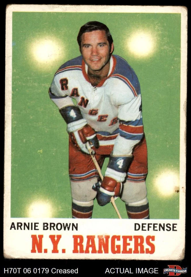 1970 Topps #66 Arnie Brown Rangers-Hockey 2 - GOOD - Image 1 of 1