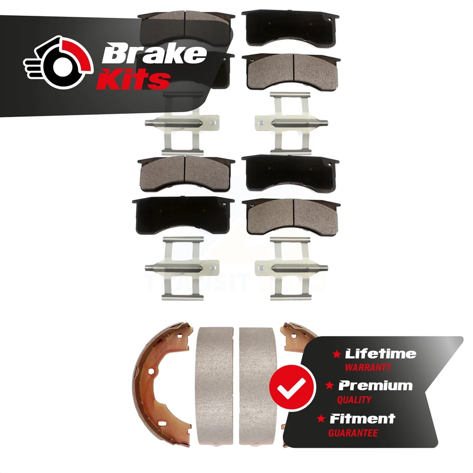 For GMC Chevrolet C5500 Kodiak Front Rear Ceramic Brake Pads & Parking Shoes Kit - Image 1 of 1