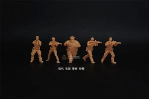 1/72 1/64 1/87 Modern U.S. Police SWAT 5-Persons Unpainted Model  Ornament Toys - Picture 1 of 1