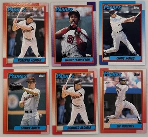 Padres 1990 Topps Baseball Cards Alomar Roberts James Templeton Abner - Picture 1 of 8